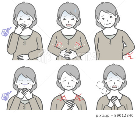 体の調子が悪い高齢女性 89012840