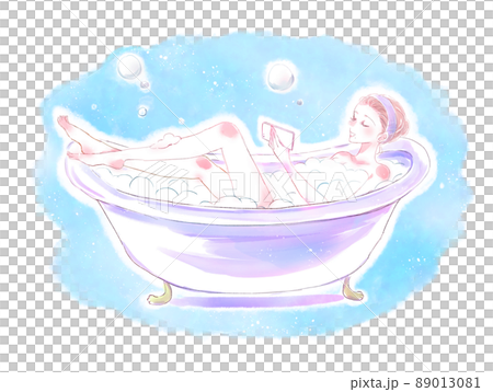 A woman smartphone that enjoys bath time 89013081