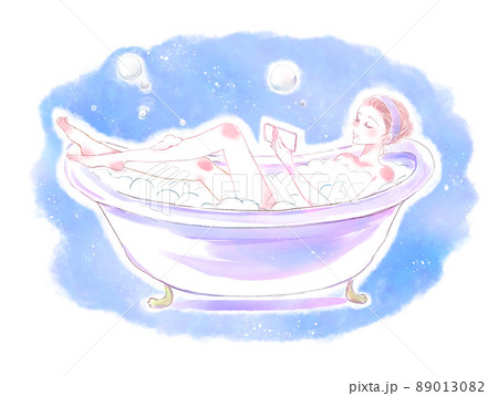 バスタイムを堪能する女性　スマホ 89013082
