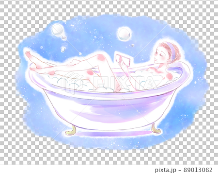 A woman smartphone that enjoys bath time 89013082