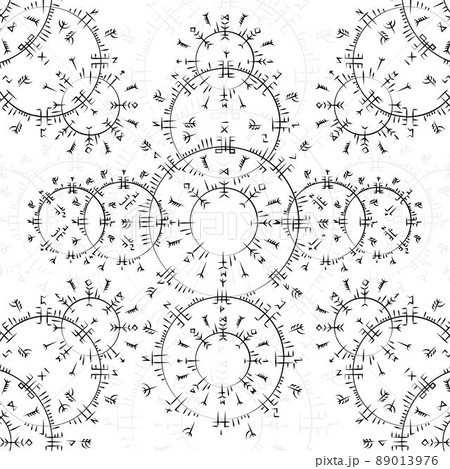 Circle black runes full background 89013976