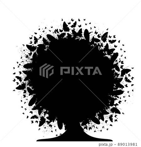 African woman grunge ink splash butterflies African woman grunge ink splash butterflies 89013981