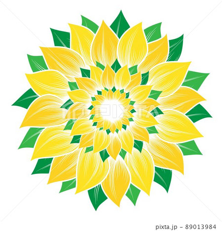Flat color big sunflower silhouette 89013984