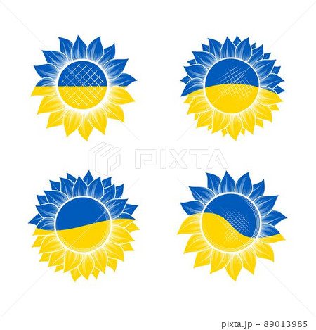 Ukraine color sunflower silhouettes 89013985