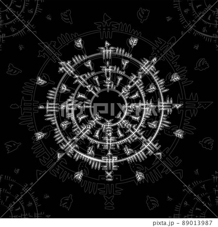Circle magic rune silhouette 89013987