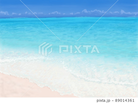コバルトブルーの海　砂浜　リゾート　風景　色薄め 89014361