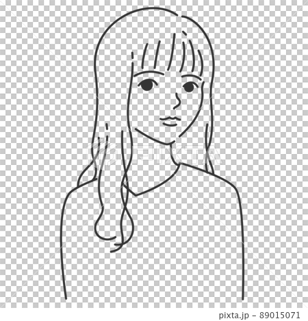 背景が透過した線画の女の子2 89015071
