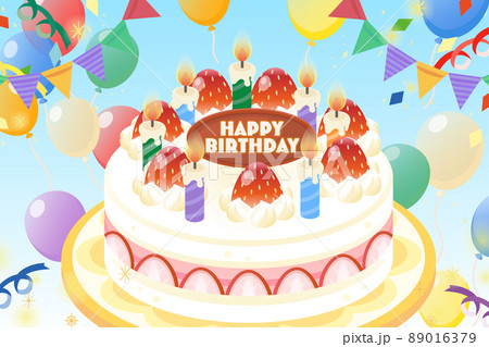 誕生日ケーキのイラスト素材セット(ベクター) 89016379