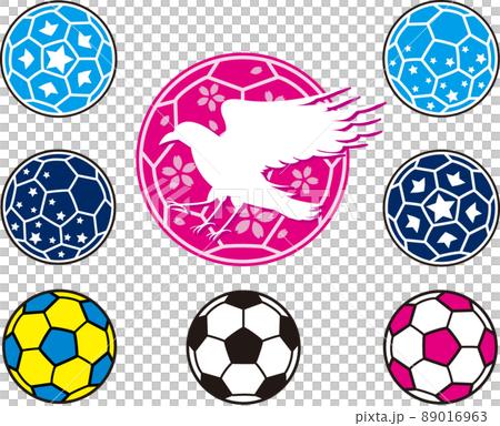 白い八咫烏とカラフルなサッカーボールいろいろ 89016963