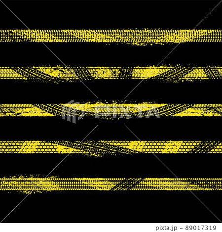 Tire tracks round corners yellow silhouette design Tire tracks round corners yellow silhouette design 89017319