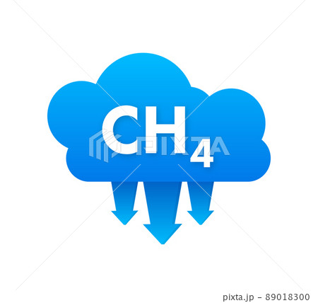 Methane, CH4 gas emissions reduction. Main component of fossil natural gas. Vector stock illustration. 89018300