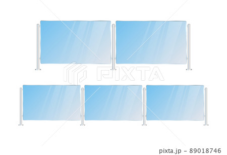 Glass fence sections. Transparent balcony. Street fence. Vector stock illustration. Glass fence sections. Transparent balcony. Street fence. Vector stock illustration. 89018746