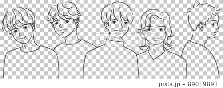背景が透過した線画の男性グループ 背景が透過した線画の男性グループ 89019891