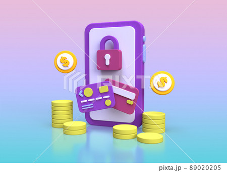 Protection shield with online shopping security concept illustration for business idea concept background Protection shield with online shopping security concept illustration for business idea concept background 89020205