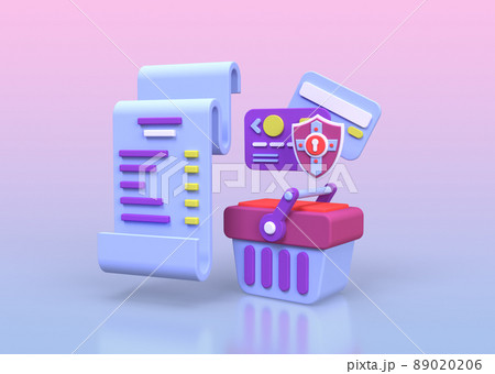 Protection shield with online shopping security concept illustration for business idea concept background 89020206
