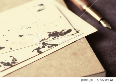 close up of Old photos bunch on black  89020438