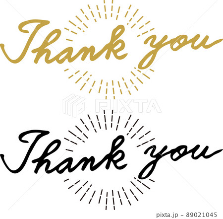Thank you-文字-筆記体-英語　手書き　放射状ロゴ　セット 89021045