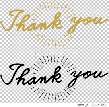 Thank you-文字-筆記体-英語　手書き　放射状ロゴ　セット 89021045