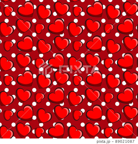 Red hearts seamless pattern. Vector illustration seamless pattern. Flat design 89021087
