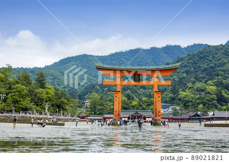 広島県宮島　大潮の厳島神社大鳥居 89021821