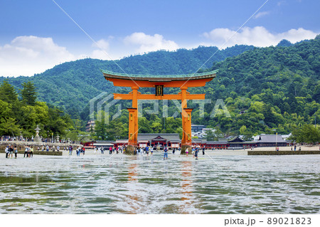 広島県宮島　大潮の厳島神社大鳥居 89021823