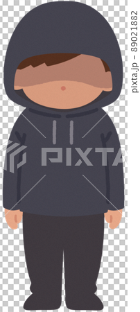 フードをかぶった怪しい人物 89021882