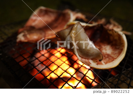 焚き火でゲソ焼き 焚き火でゲソ焼き 89022252