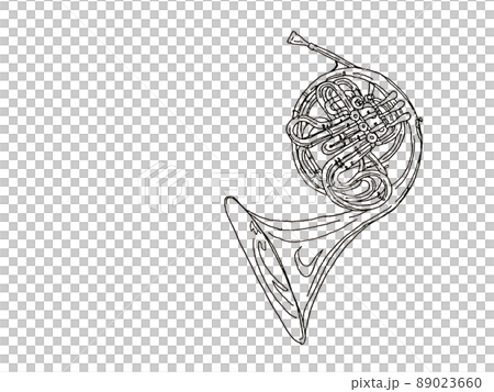 ホルンのペン画イラスト 89023660