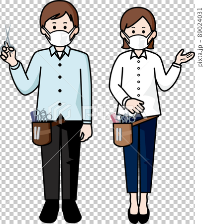 マスクをする美容師　男性と女性 89024031