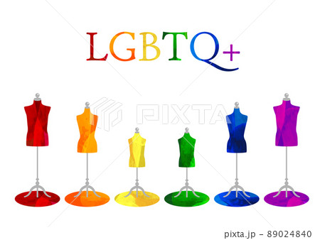 虹色のカラフルなハート、トルソーのイラスト_LGBTQ+_背景素材 89024840