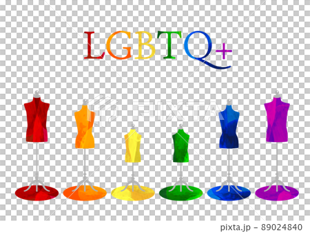 虹色のカラフルなハート、トルソーのイラスト_LGBTQ+_背景素材 89024840