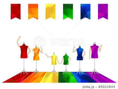 虹色のカラフルなフラッグ、トルソーのイラスト_LGBTQ+_背景素材 89024844