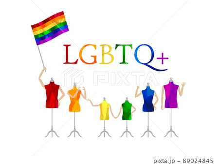 虹色のカラフルなフラッグ、トルソーのイラスト_LGBTQ+_背景素材 89024845
