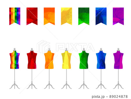 虹色のカラフルなフラッグ、男性のトルソーのイラスト_LGBTQ+_背景素材 虹色のカラフルなフラッグ、男性のトルソーのイラスト_LGBTQ+_背景素材 89024878