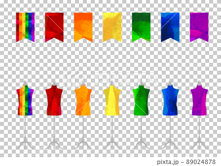 虹色のカラフルなフラッグ、男性のトルソーのイラスト_LGBTQ+_背景素材 虹色のカラフルなフラッグ、男性のトルソーのイラスト_LGBTQ+_背景素材 89024878