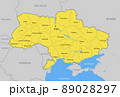 Outline map of Ukraine with cities and region borders 89028297