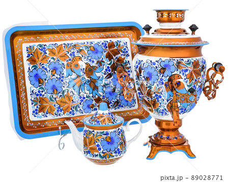 Tea Set of Old Russian folk utensils. Tea Set of Old Russian folk utensils. 89028771