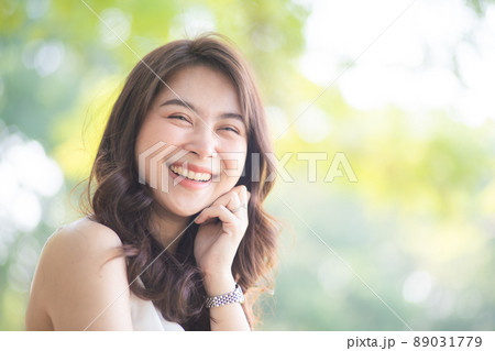 Beautiful Attractive Asian Woman smile and - Stock Photo [96198718] -  PIXTA