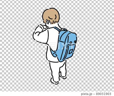 A child carrying a backpack and preparing 89031903