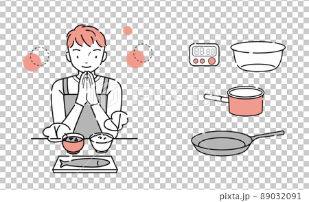 Men and cooking utensils to "get" 89032091
