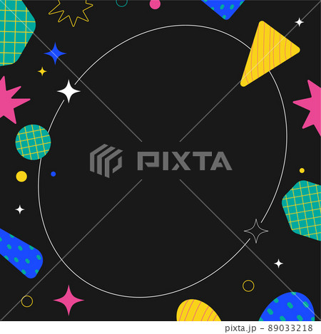 ミニマル・ポップ・カラフルなアブストラクトフレーム素材	 89033218