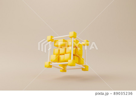 Fintech concept. Technology blockchain finance money coin and token. 3d rendering illustration 89035236