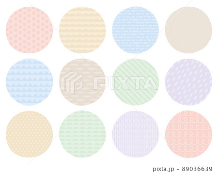 ナチュラルな手描き風の模様の円形のフレームセット 89036639