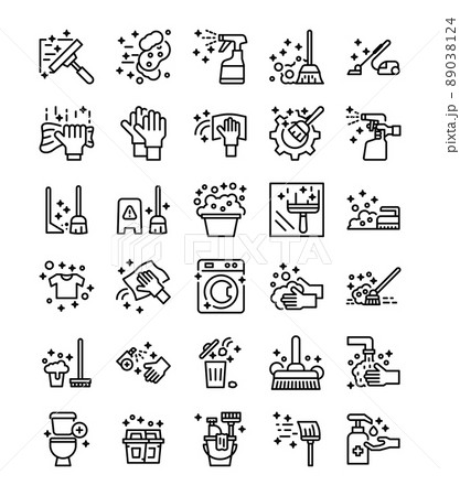 cleaning simple line icons cleaning simple line icons 89038124