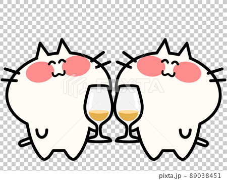 Illustration material of two cats toasting with... - Stock Illustration ...