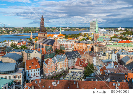 ラトビア リガ 旧市街地 展望風景 ラトビア リガ 旧市街地 展望風景 89040005