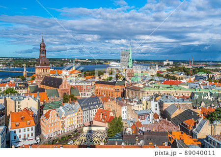 ラトビア　リガ　旧市街地　展望風景 89040011