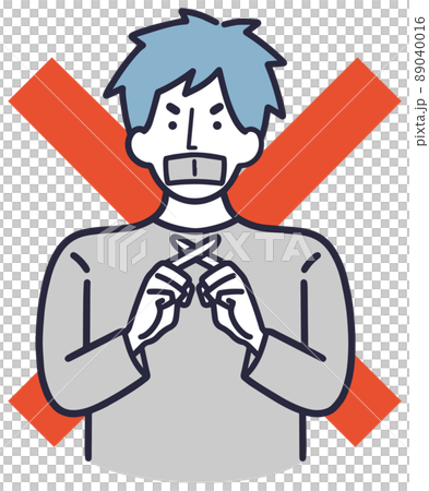 秘密 口を閉ざす男性 シンプルイラストのイラスト素材