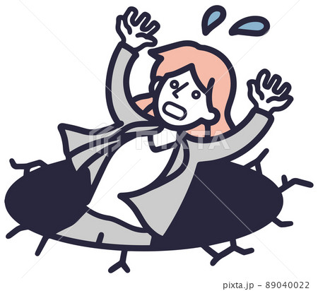 落とし穴に落ちる女性　シンプルイラスト 89040022