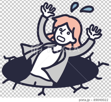 落とし穴に落ちる女性　シンプルイラスト 89040022